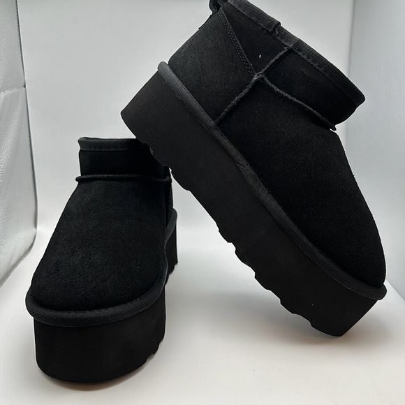 CUSHIONAIRE Women's Genuine Suede pull on platform boot +Memory Foam 7W BLACK - Picture 6 of 7